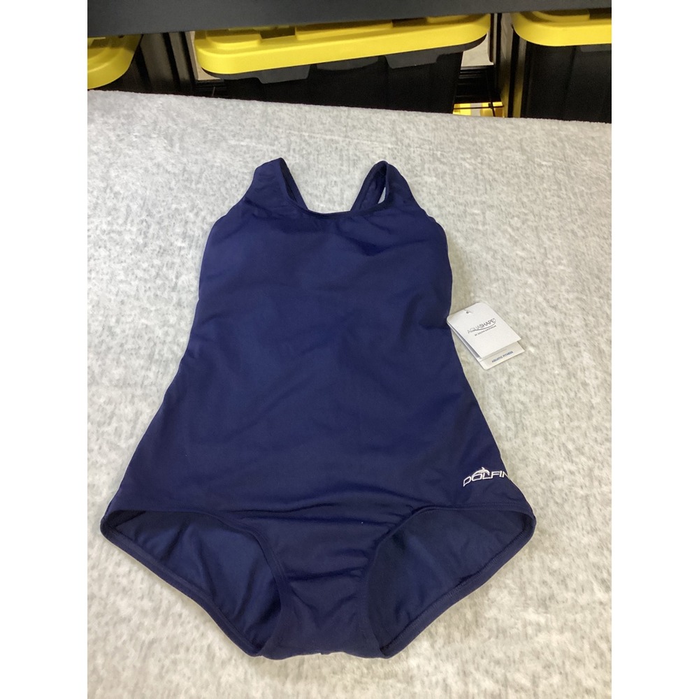 Dolfin Aquashape Womens Size 12 Navy Blue One Piece Swimsuit 60553Z NWT